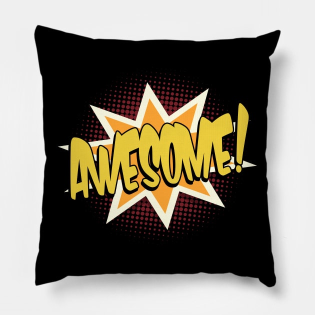 Awesome Comic Book Art Style Design Pillow by WordvineMedia