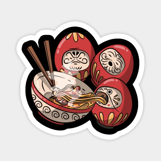 Kawaii Japanese Anime Ramen Soup Bowl Otaku Kokeshi Daruma Magnet by jodotodesign