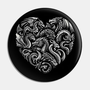 Vintage Dragon Heart Mens Womens Dragon Valentine Pin