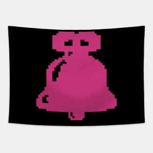 Pink Christmas bell pixel art Tapestry