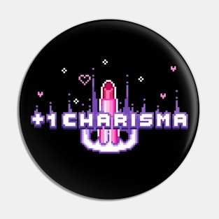 +1 Charisma Geeky Pink Magic Lipstick Pixel Art Pin