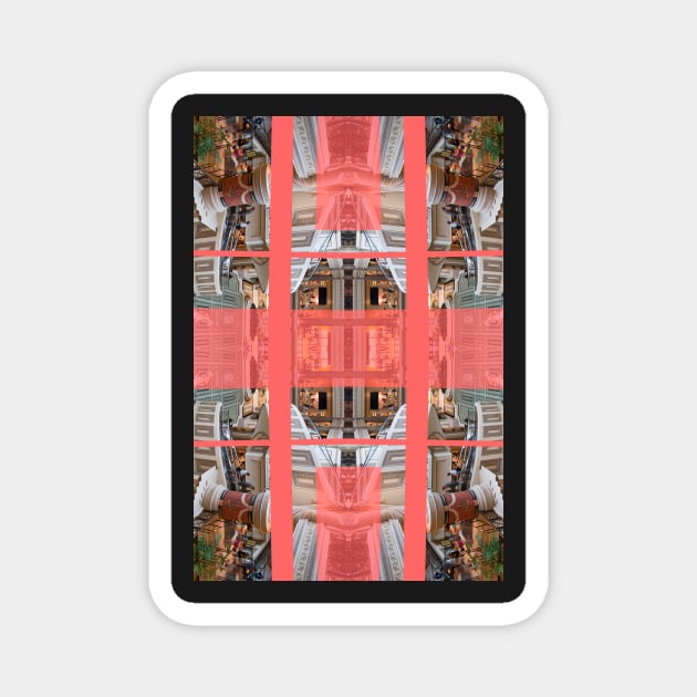 Living Coral Pantone Colour of the Year 2019 pattern decoration with neoclassical architecture Magnet by Reinvention