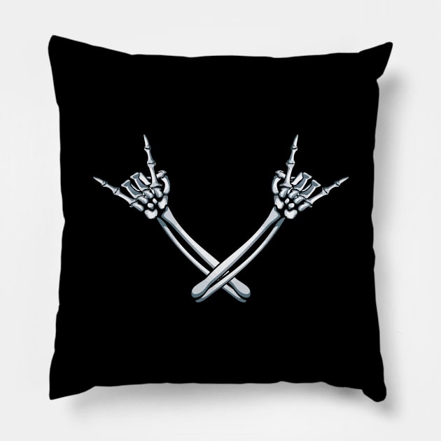 Skeleton Metal Hands Gothic Goth Metal music punk rock Pillow by folidelarts