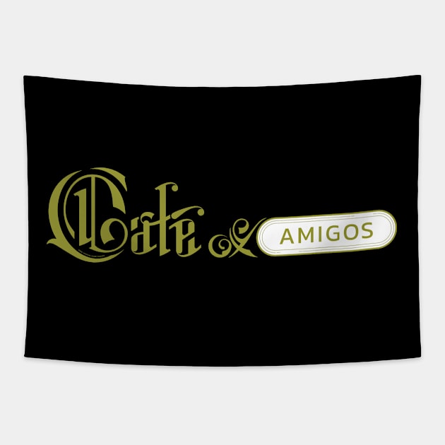 Café y amigos Tapestry by vjvgraphiks