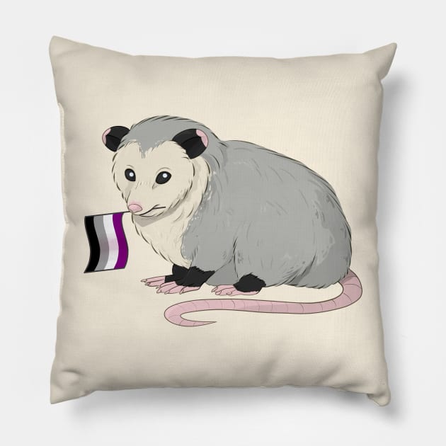 Asexual Pride Opossum Pillow by celestialuka