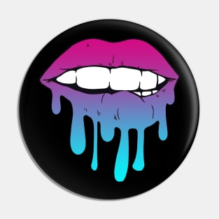 Vaporwave Dripping Lips Bite Lip Pin