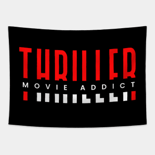 Thriller movie addict red and white typography design Tapestry