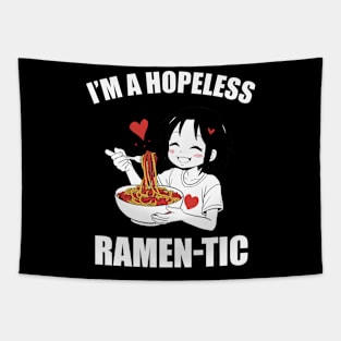 JUST A HOPELESS RAMEN-TIC, anime girl eating ramen Tapestry