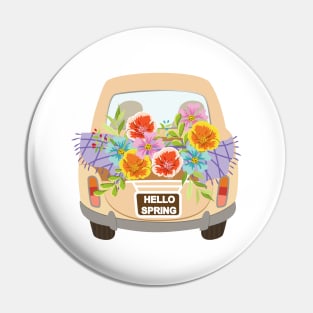 Hello Spring Vintage Floral Car Pin