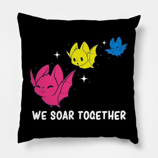 Pansexual Pride Flag Month Pansexuality Lgbtqia Cute Bat Pillow by Graphic Monster