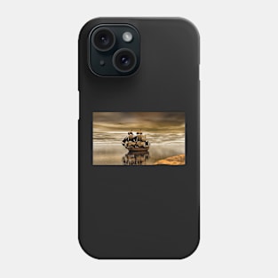 Pirate ship navegating on calm sea Phone Case