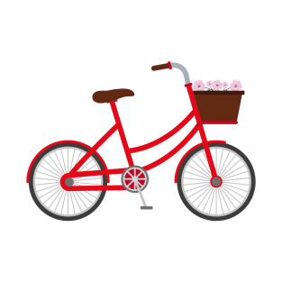 Red Bicycle with Flowers T-Shirt