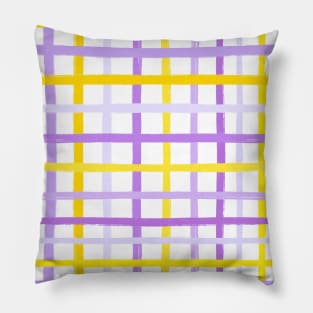 Multi Purple and Yellow Brush Stroke Stripes Pillow