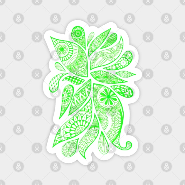 Abstract Zentangle Swirls Design (green on white) Magnet by calenbundalas