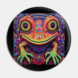 Iguana Face Art - Colorful Reptile Design Pin