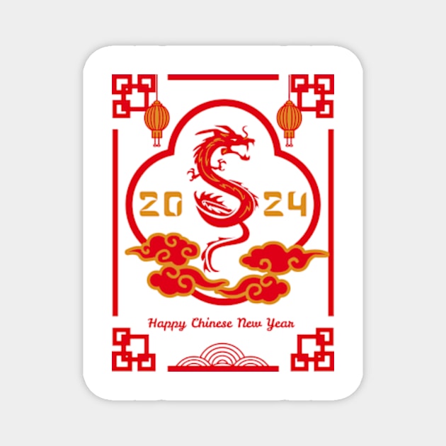 2024 Year of the Dragon, Hello 2024, New Years Eve Shirts, Chinese New Year 2024, Christmas Gifts 2023 Magnet by sarcasmandadulting