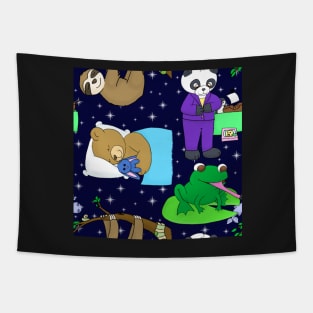 Bedtime Animals Print Tapestry