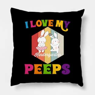 Funny I Love My Kindergarten Peeps teacher Easter Bunny Egg Classic Pillow