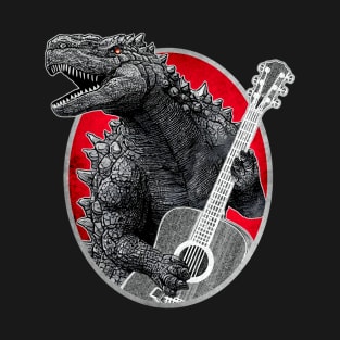 Godzilla Playing Guitar - Vintage Style T-Shirt