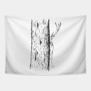 Funny Deer Hunting Drawing Tapestry