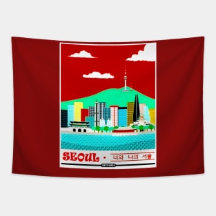 Seoul South Korea Vintage Advertising Travel Print Tapestry