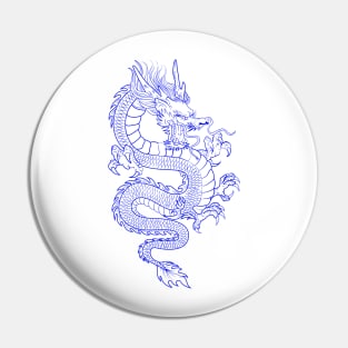 Blue Asian Dragon Pin