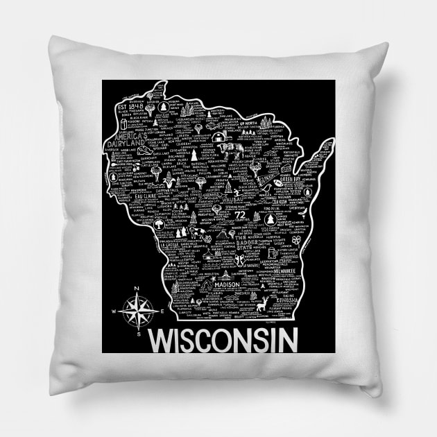 Wisconsin Map Pillow by fiberandgloss