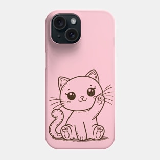 Cute Cat Lineart Retro Design for Kitten Lovers Phone Case