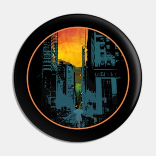 Abstract Circle Walk City Night Pin