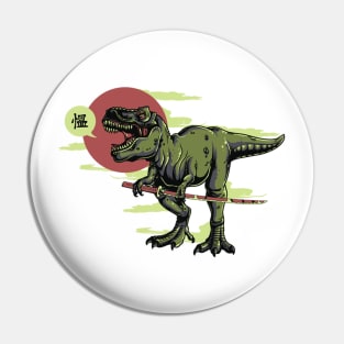 Japanese Samurai T-Rex: (Dinosaur) Dino Warrior Pin