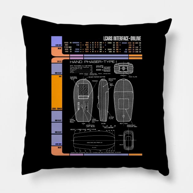 Computer Readout Showing Landing Party Discrete Pew-Pew Pillow by Starbase79