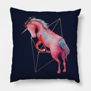 Watercolor Celestial Galaxy Unicorn Octahedron Pillow