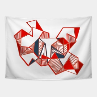 Red geo abstract paint lines Tapestry