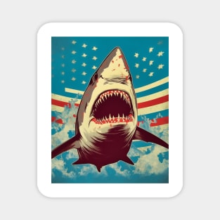 American Flag Patriotism and Freedom Great White Shark Magnet