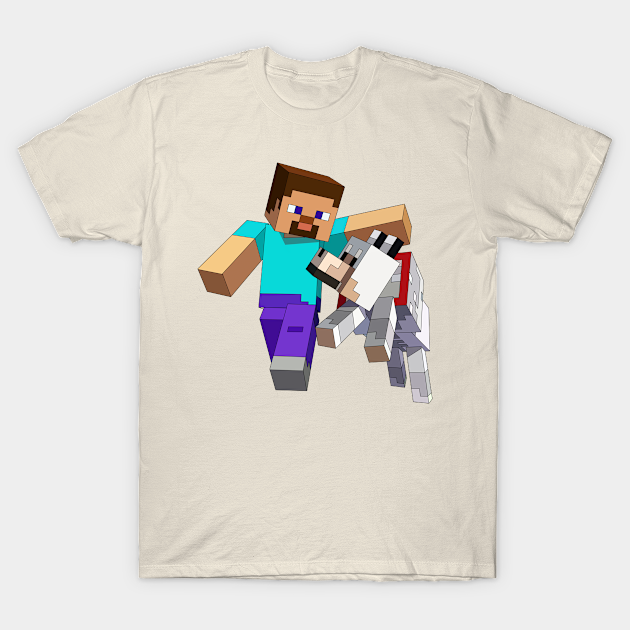 Steve and Dog - Minecraft - T-Shirt