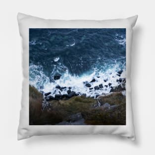 Sea Waves Hitting Shore of Scotland Pillow