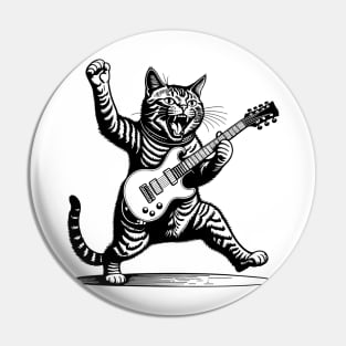 Cat Playing Electric Guitar Pin