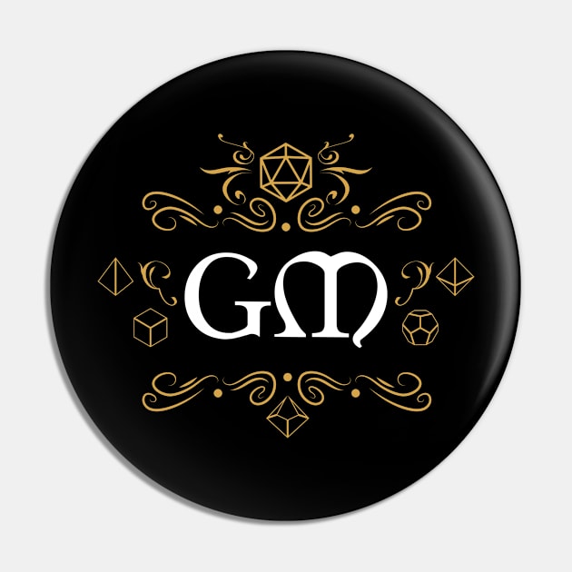 GM - Game Master Tabletop RPG Gaming Pin by dungeonarmory