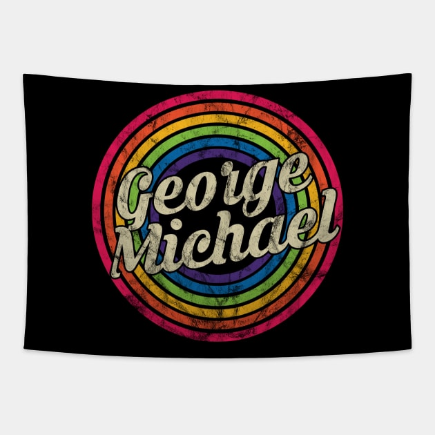 George Michael - Retro Rainbow Faded-Style Tapestry by MaydenArt