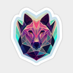 Colorful wolf geometric in hand drawn style Magnet
