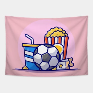 Watching Soccer Match Cartoon Vector Icon Illustration Tapestry