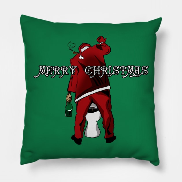 Drunk Santa Peeing Pillow by PoetandChef