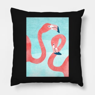 Whimsical Flamingo Couple Pillow