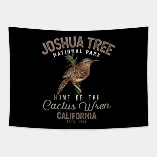 Joshua Tree National Park Vintage Cactus Wren Tapestry