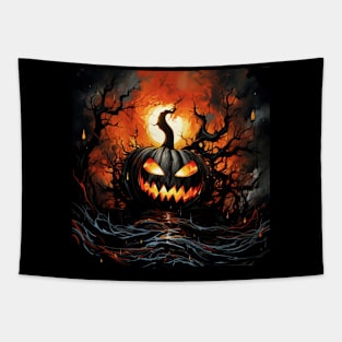 Spooky Halloween Pumpkin Tapestry