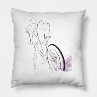 Bicycle rider girl watercolor pencil art, girl on bike, watercolor fashion art, bicycle art Pillow