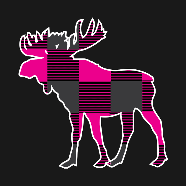 Pink Plaid Moose by EpixDesign