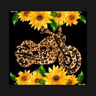 Leopard Motorcycle Sunflower Women T-Shirt