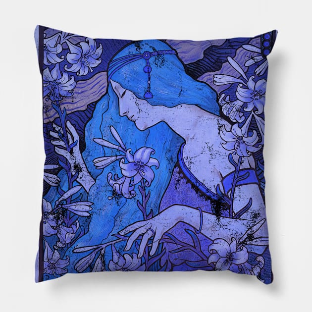 Art Nouveau - L'Ermitage Paul Berthon Alphonse Mucha Pillow by AltrusianGrace