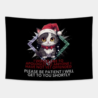 Sarcastic Christmas Cat Tapestry